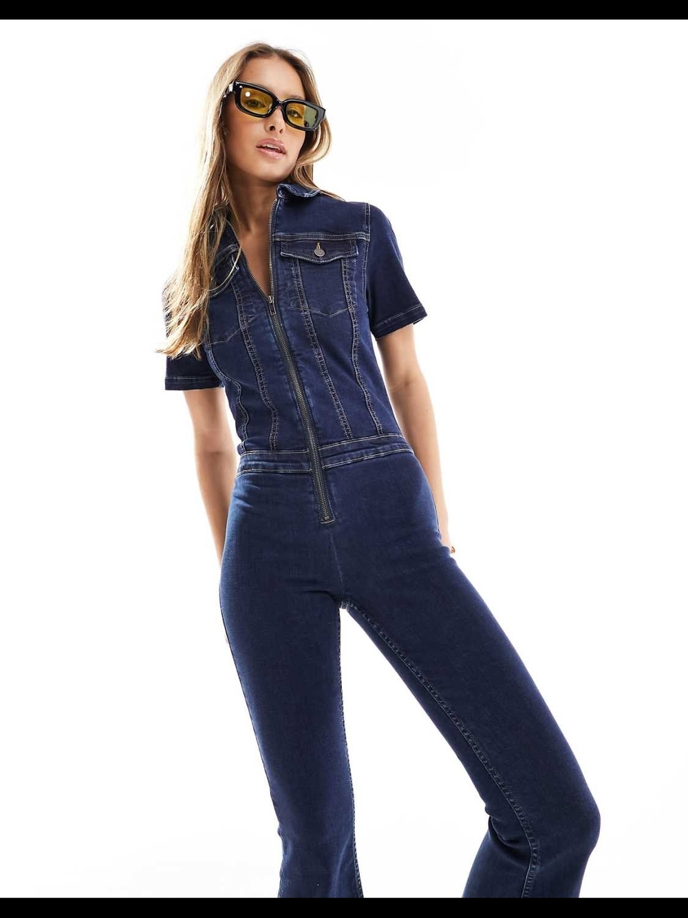 ASOS Stretch 70s Denim Jumpsuit Dark Blue Size 8 - NWOT - Soldout In Stores